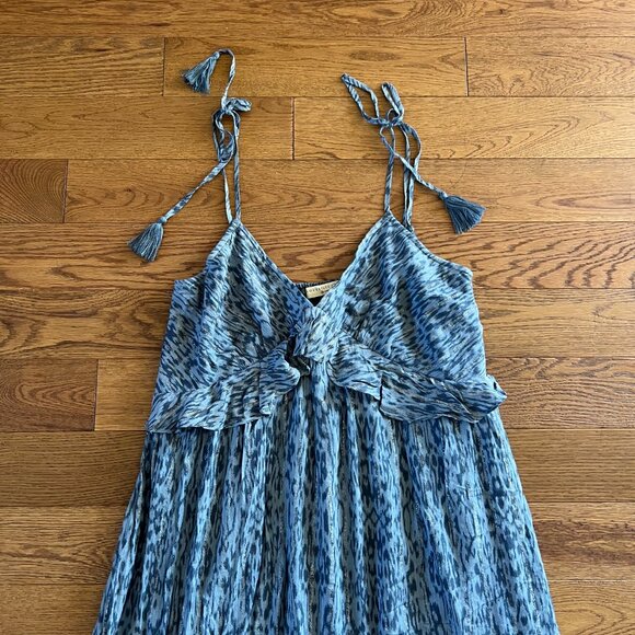 Lovestitch Blue Maxi Dress | Boho Ruffle Tie-Strap Flowy Summer Dress Size M - Picture 4 of 5